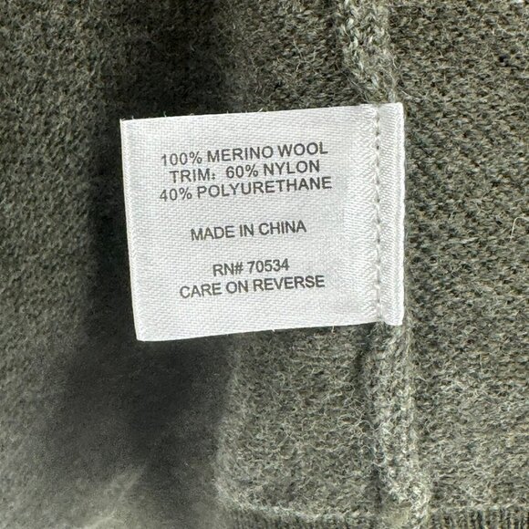 Orvis Olive Green 100% Merino Wool Sweater Mens L With Button-Up Mock Neck Style - Picture 8 of 8